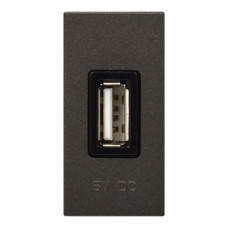 Розетка Zenit антрацит USB 1 мод. 2000мА