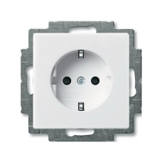 Розетка ABB basic55 біла 1-на з заземленням гвинт.