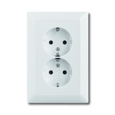 Розетка ABB basic55 біла 2-на з заземленням
