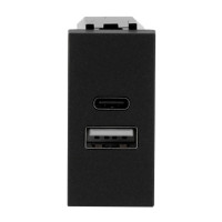 Розетка Zenit антрацит 1 мод. USB A+C 3A