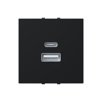 Розетка Zenit чорний мат USB A+C 3A