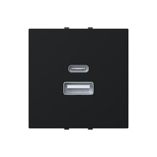 Розетка Zenit чорний мат USB A+C 3A