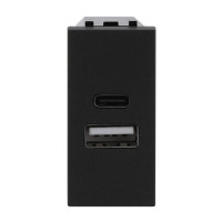 Розетка Zenit антрацит 1 мод. USB A+C 2,1A