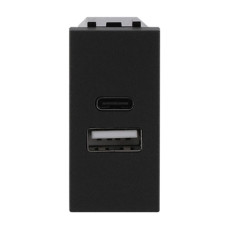 Розетка Zenit антрацит 1 мод. USB A+C 2,1A