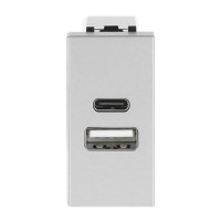 Розетка Zenit срібний 1 мод. USB A+C 3A