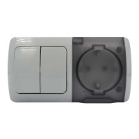 Вимикач EVA сірий 2кл + Розетка з заземленням з кришкою IP54