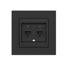 Розетка EL-BI VEGA чорна мат комп'ютерна 2-на CAT6 RJ45