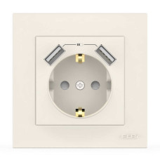 Розетка EL-BI VEGA біла 1-на з заземленням + 2USB