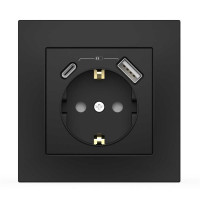 Розетка EL-BI VEGA чорний мат 1-на з заземленням + 2USB (Type C+A) 2A