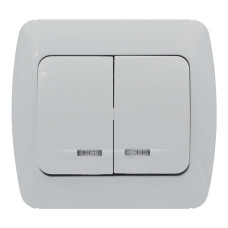 Вимикач EL-BI ZIRVE Fixline білий 2кл з підсвіткою