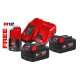 Енергокомплект Li-Ion MILWAUKEE, M18 NRG-502 (зарядний пристрій M12-18 FC, 2 акумулятори М18 В5 5Аг) + подарунок акумулятор M12
