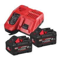 Енергокомплект Li-Ion MILWAUKEE, M18 FORGENRG-802 (зарядний пристрій M12-18 FC, 2 акумулятори М18 FВ8 8Аг, картонне пакування)