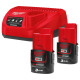 Енергокомплект Li-Ion MILWAUKEE, M12 NRG-302 (зарядний пристрій С12 С, 2 акумулятори М12 В3 3Аг, картонне пакування)