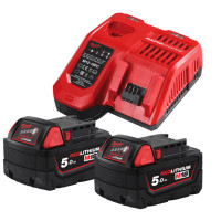 Енергокомплект Li-Ion MILWAUKEE, M18 NRG-502С (зарядний пристрій M12-18FC, 2 акумулятори М18 В5 5Аг)