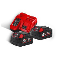Енергокомплект MILWAUKEE M18 NRG-502 (зарядний пристрій M12-18C, 2 акумулятори М18 В5 5Аг, картонне пакування)