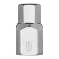Головка торцева хромована 1/4'' MILWAUKEE укорочена з бітою Hex, 8мм