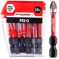 Біта SHOCKWAVE MILWAUKEE, PZ2, 50мм, (10шт), пластикова коробка