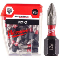 Біта SHOCKWAVE MILWAUKEE, PZ1, 25мм, (25шт), пластикова коробка
