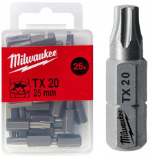 Біта MILWAUKEE, TX20, 25мм, (25шт), пластикова коробка
