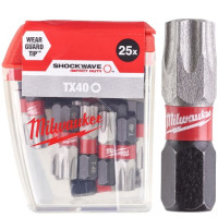 Біта SHOCKWAVE MILWAUKEE, TX40, 25мм, (25шт), пластикова коробка