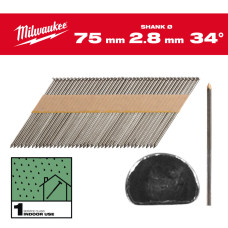 Цвяхи з D-образною головкою MILWAUKEE, 2,8/34 градуси/75мм (2200шт)