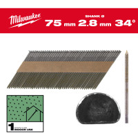Цвяхи з кільцевою накаткою та D-образною головкою MILWAUKEE 2,8/34 градуси/75мм (2200шт)