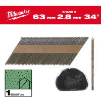 Цвяхи з кільцевою накаткою та D-образною головкою MILWAUKEE, 2,8/34 градуси/63мм (2200шт)