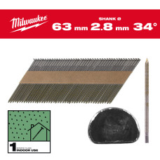 Цвяхи з кільцевою накаткою та D-образною головкою MILWAUKEE, 2,8/34 градуси/63мм (2200шт)