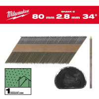 Цвяхи з кільцевою накаткою та D-образною головкою MILWAUKEE, 2,8/34 градуси/80мм (2200шт)