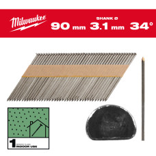 Цвяхи з D-образною головкою MILWAUKEE, 3,1/34 градуси/90мм (2200шт)