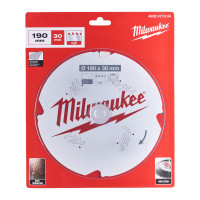 Диск пиляльний  по фіброцементу PFTE MILWAUKEE, діаметр 190х30х1,8мм, 4 зуб.