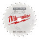 Диск пиляльний по дереву PFTE MILWAUKEE, діаметр 165х20х2,2мм, 24 зуб.