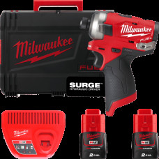Шуруповерт ударний гідравлічний акумуляторний безщітковий 1/4'' HEX MILWAUKEE, M12 FQID-202X, 50Нм (зарядний пристрій С12 С, 2 а