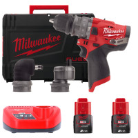 Дриль-шурупокрут з ударом акумуляторний безщітковий MILWAUKEE, M12 FPDXKIT-202X, 37Нм (зарядний пристрій С12 С, 2 акумулятори М1