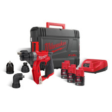 Дриль-шуруповерт акумуляторний безщітковий MILWAUKEE, M12 FDDXKIT-203X, 34Нм (зарядний пристрій С12 С, 3 акумулятор М12 В2 2Аг,