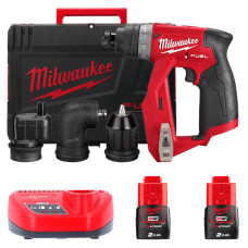 Дриль-шуруповерт акумуляторний безщітковий MILWAUKEE, M12 FDDXKIT-202X, 34Нм (зарядний пристрій С12 С, 2 акумулятор М12 В2 2Аг,