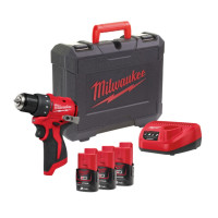 Дриль-шуруповерт акумуляторний безщітковий MILWAUKEE, M12 BLDDRC-203C, 40Нм (зарядний пристрій С12, 3 акумулятори М12 В2 2Аг, кл