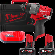 Дриль-шуруповерт з ударом акумуляторний безщітковий MILWAUKEE, M12 FPD2-602X, 45Нм (зарядний пристрій С12 С, 2 акумулятори М12 В