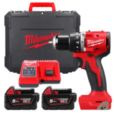 Дриль-шуруповерт з ударом акумуляторний безщітковий MILWAUKEE, M18 BLPDRC-502C, 60,5Нм (зарядний пристрій М12-18 С, 2 акумулятор