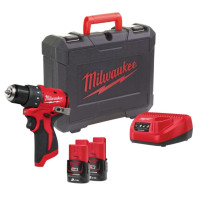 Дриль-шуруповерт акумуляторний безщітковий MILWAUKEE M12 BLDDRC-202C, 40Нм (зарядний пристрій С12, 2 акумулятори М12 В2 2Аг, клі