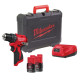 Дриль-шуруповерт акумуляторний безщітковий MILWAUKEE M12 BLDDRC-202C, 40Нм (зарядний пристрій С12, 2 акумулятори М12 В2 2Аг, клі