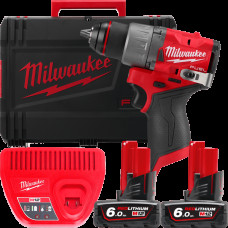 Дриль-шурупокрут акумуляторний безщітковий MILWAUKEE, M12 FDD2-602X (зарядний пристрій С12 С, 2 акумулятори М12 В6 6Аг, кліпса д