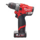 Дриль-шуруповерт акумуляторний безщітковий MILWAUKEE, M12 FDD-0, 44Нм (каркас, кліпса для ременя, картонне пакування)