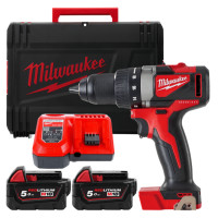 Дриль-шуруповерт акумуляторний безщітковий MILWAUKEE, M18 BLDD2-502X, 82Нм (зарядний пристрій М12-18 FС, 2 акумулятори М18 В5 5А