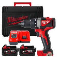 Дриль-шуруповерт акумуляторний безщітковий MILWAUKEE, M18 BLDD2-502X, 82Нм (зарядний пристрій М12-18 FС, 2 акумулятори М18 В5 5А