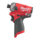 Шуруповерт ударний гідравлічний акумуляторний безщітковий 1/4'' HEX MILWAUKEE, M12 FQID-0, 50Нм (каркас, кліпса для ременя, карт