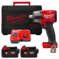 Гайковерт акумуляторний безщітковий 1/2'' MILWAUKEE, M18 FMTIW2P12-502X, 881Нм, з піном (зарядний пристрій M12-18 FC, 2 акумулят