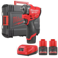 Гайковерт акумуляторний безщітковий 3/8'' MILWAUKEE, M12 FSCIWF38-252X, 305Нм, з кільцем (зарядний пристрій С12 С, 2 акумулятори