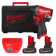 Гайковерт акумуляторний безщітковий 3/8'' MILWAUKEE, M12 FCIWF38G3-502X, 745Нм, з кільцем (зарядний пристрій С12 С, 2 акумулятор