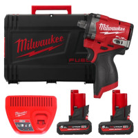ГГайковерт акумуляторний безщітковий 1/2'' MILWAUKEE, M12 FCIWF12G3-502X, 746Нм, з кільцем (зарядний пристрій С12 С, 2 акумулято